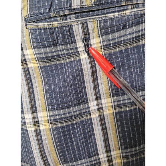 Tommy Bahama Shorts Men 33 Linen Silk Blue Yellow Plaid Flat Front Golf - Picture 12 of 14